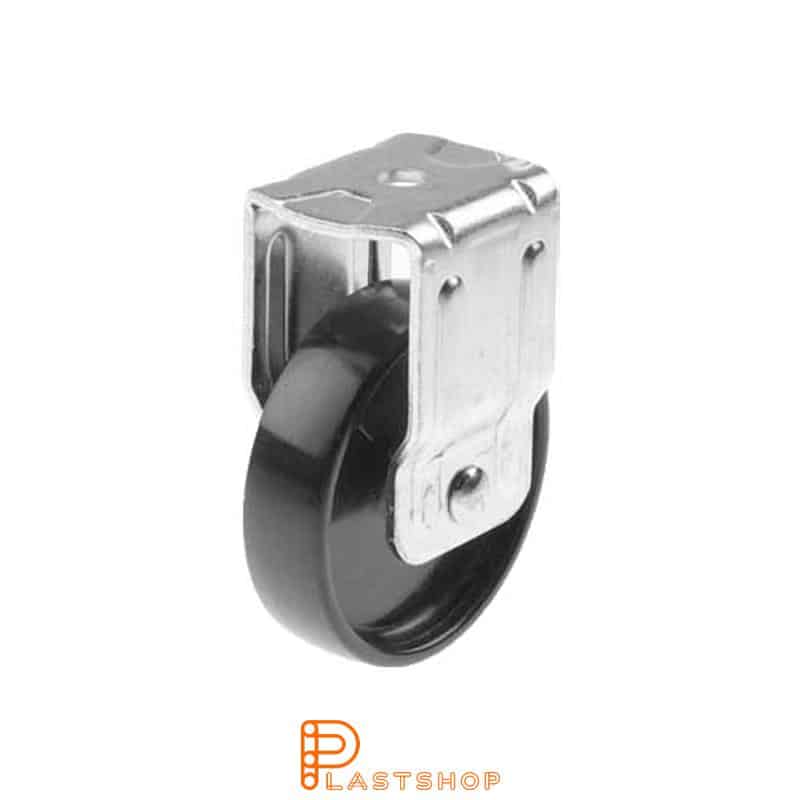 Fixed bracket, centre hole, wheel diameter 75 mm, construction height 98 mm, hard wheel in solid PP, 55 kg load capacity, plain bearing