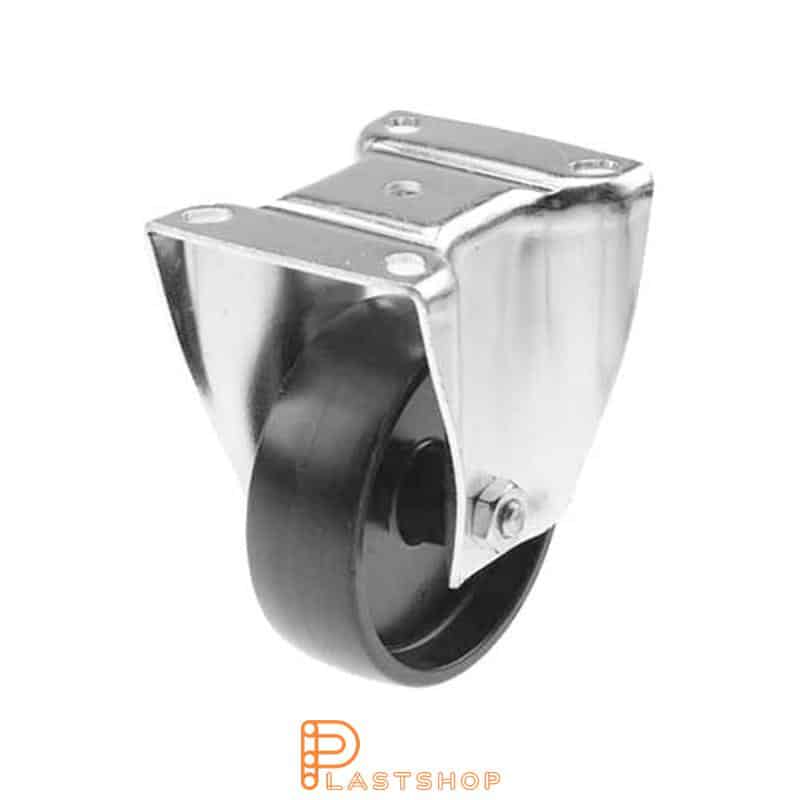 Soporte fijo, placa, diámetro de la rueda 125 mm, altura de construcción 157 mm, rueda dura en PP macizo, 160 kg de carga, cojinetes deslizantes