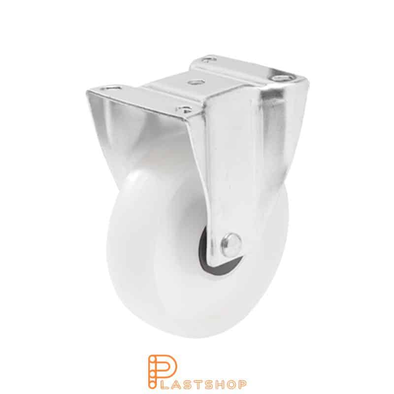 Fixed bracket, flat, wheel diameter 125 mm, construction height 157 mm, hard wheel in solid PP, 200 kg load capacity, ball bearing