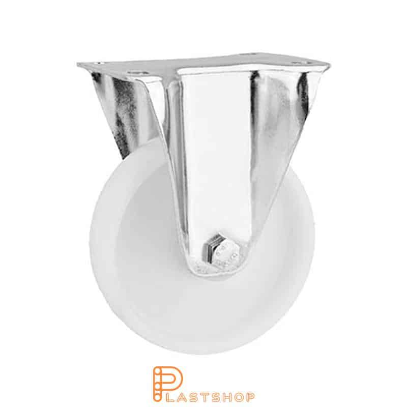 Fixed bracket, flat, wheel diameter 150 mm, construction height 191 mm, hard wheel in solid PA6, 350 kg load capacity, roller bearing