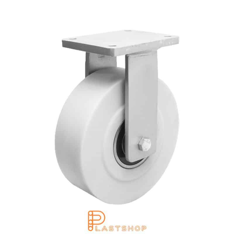 Soporte fijo, placa, diámetro de la rueda 150 mm, altura de construcción 212 mm, rueda dura en PA6 C macizo, 2750 kg de carga, cojinetes de bolas dobles