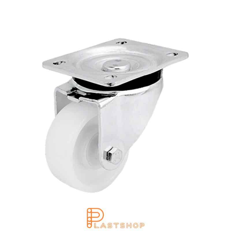 Link wheel without brake, plate, wheel diameter 80 mm, building height 111 mm, hard wheel in solid PA6, 300 kg load capacity, ball bearing