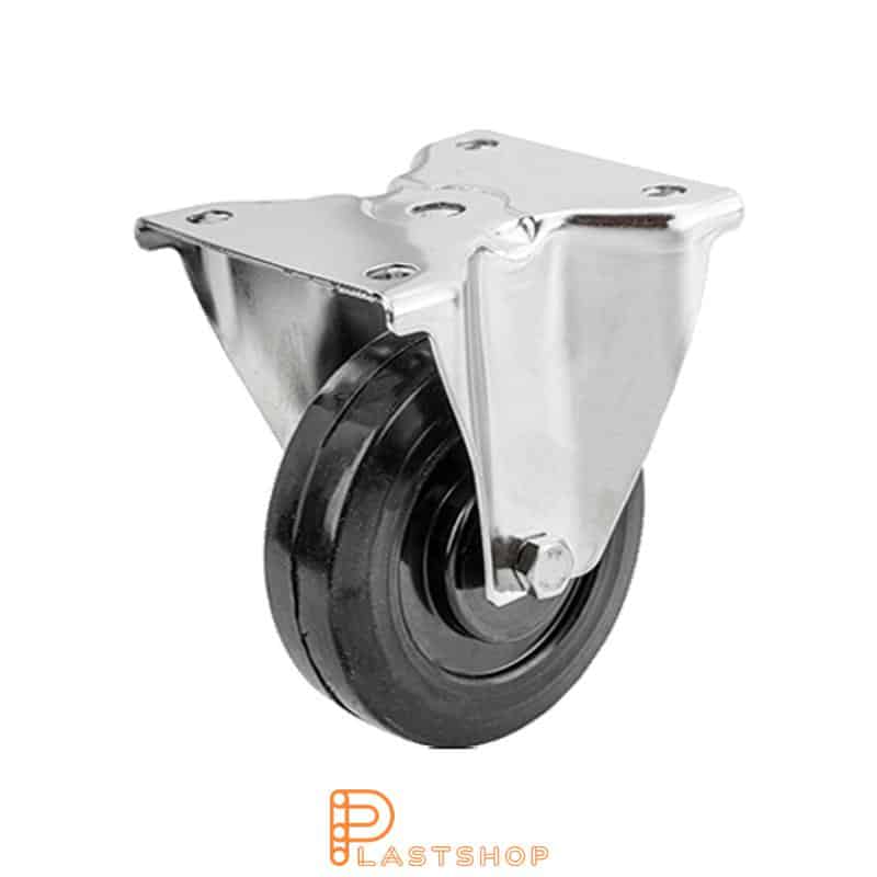 Rostumaton lämpökestävä kiinteä pyörä, laippa, pyörän halkaisija 100 mm, rakennuskorkeus 128 mm, kova pyörä massiivisesta fenolimuovista, 140 kg kantavuus, liukulaakeri