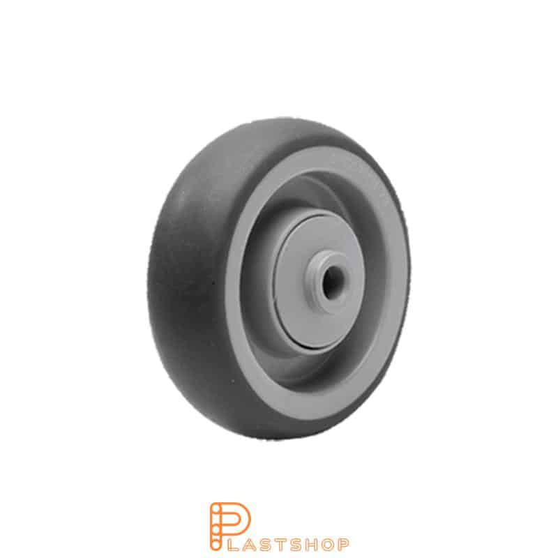 Wheel 100 mm, 100 kg load capacity, with hub in PP and soft track in TPE in grå, ball bearing