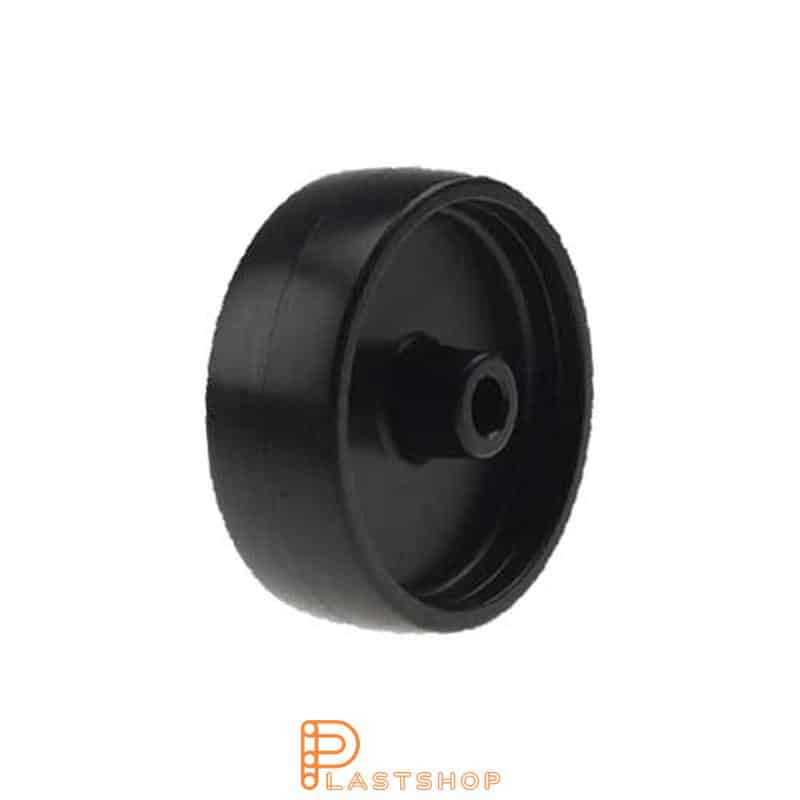 Rueda 100 mm, 120 kg de carga, en PP macizo en color negro, cojinete deslizante