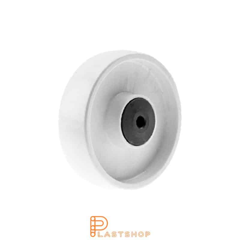 Rueda 100 mm, 140 kg de carga, en PA6 macizo en color natural, cojinete de bolas