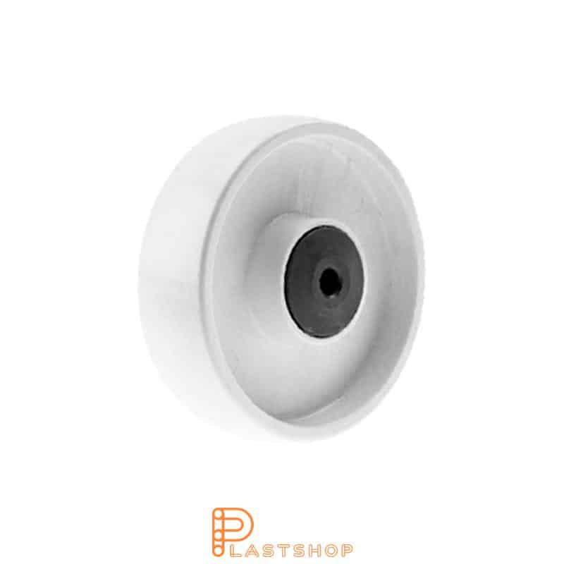 Rueda 100 mm, 140 kg de carga, en PP macizo en color natural, cojinete de bolas