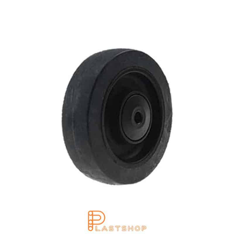 Wheel 100 mm, 160 kg load capacity, with hub in PA6 and soft track in ElastoGum in grå, ball bearing