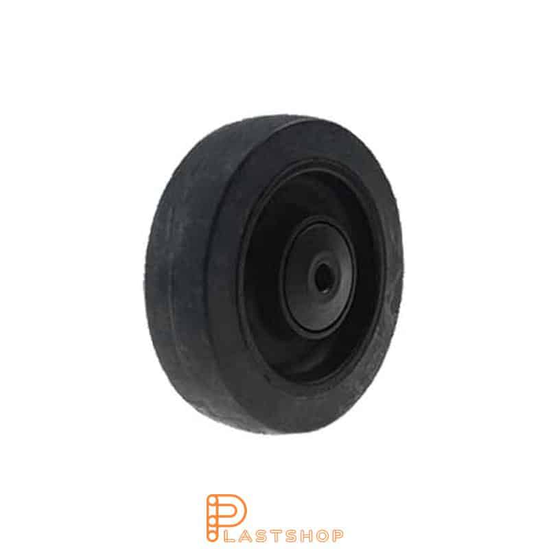 Wheel 100 mm, 160 kg load capacity, with hub in PA6 and soft track in ElastoGum in grå, ball bearing