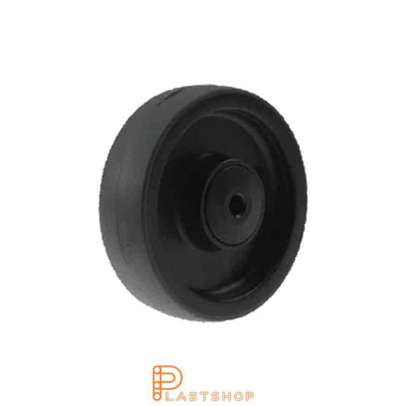 Wheel 100 mm, 160 kg capacity, with hub in PA6 and soft tread in PUR in grå, ball bearing