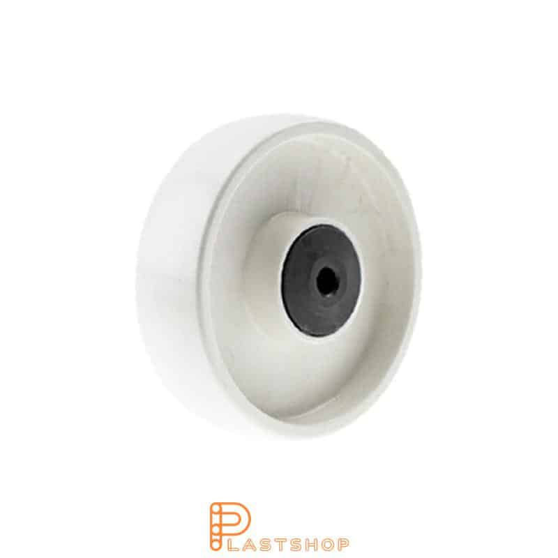 Rueda 100 mm, 170 kg de carga, en PP macizo en color natural, cojinete de bolas