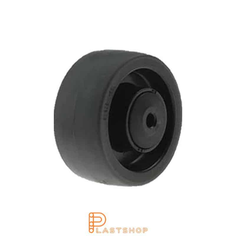 Wheel 100 mm, 225 kg capacity, with hub in PA6 and soft tread in PUR in grå, ball bearing