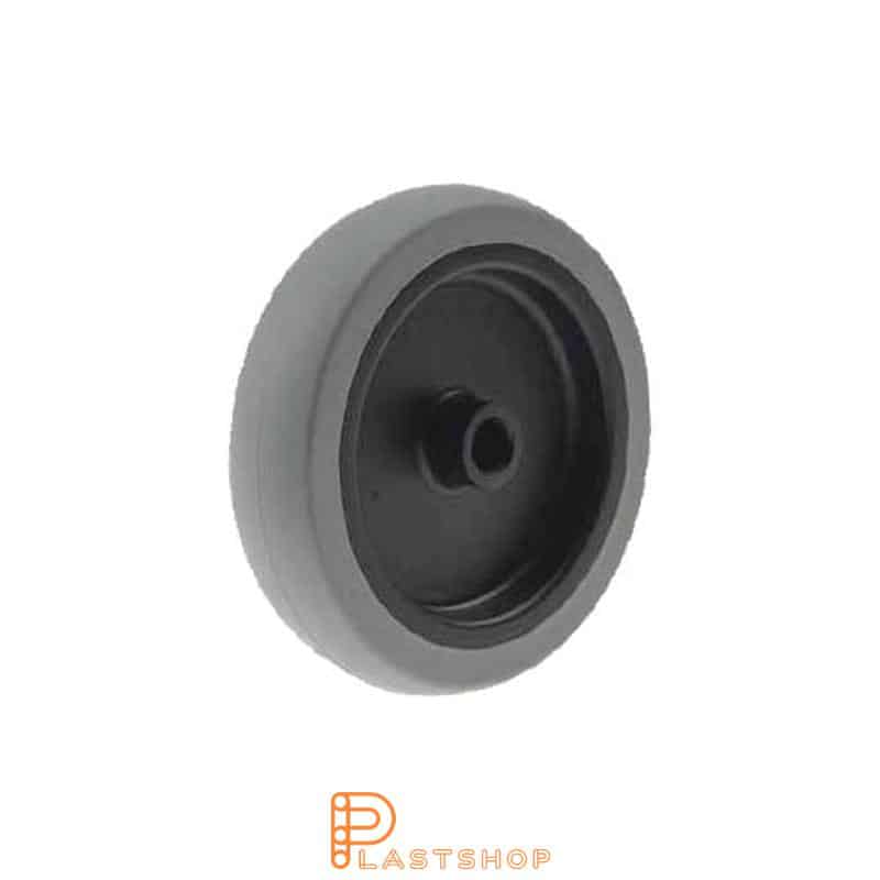 Wheel 100 mm, 55 kg capacity, with hub in PP and soft tread in PUR in grå, slide bearing