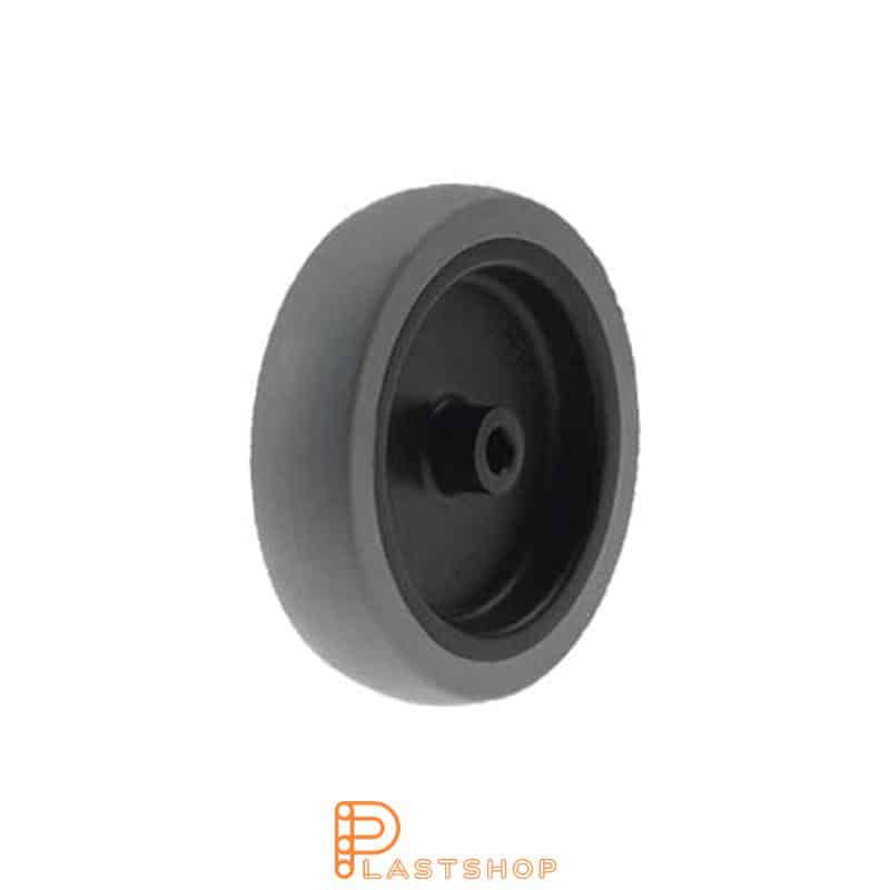 Wheel 100 mm, 55 kg load capacity, with hub in PP and soft track in TPE in grå, slide bearing