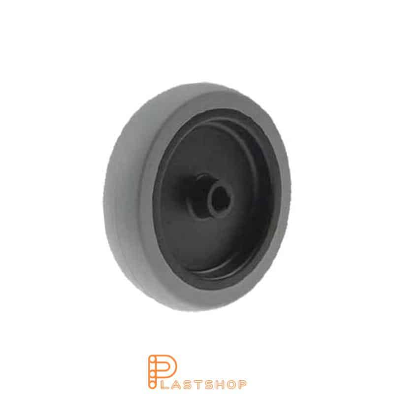 Wheel 100 mm, 55 kg load capacity, with hub in PP and soft track in TPE in grå, slide bearing