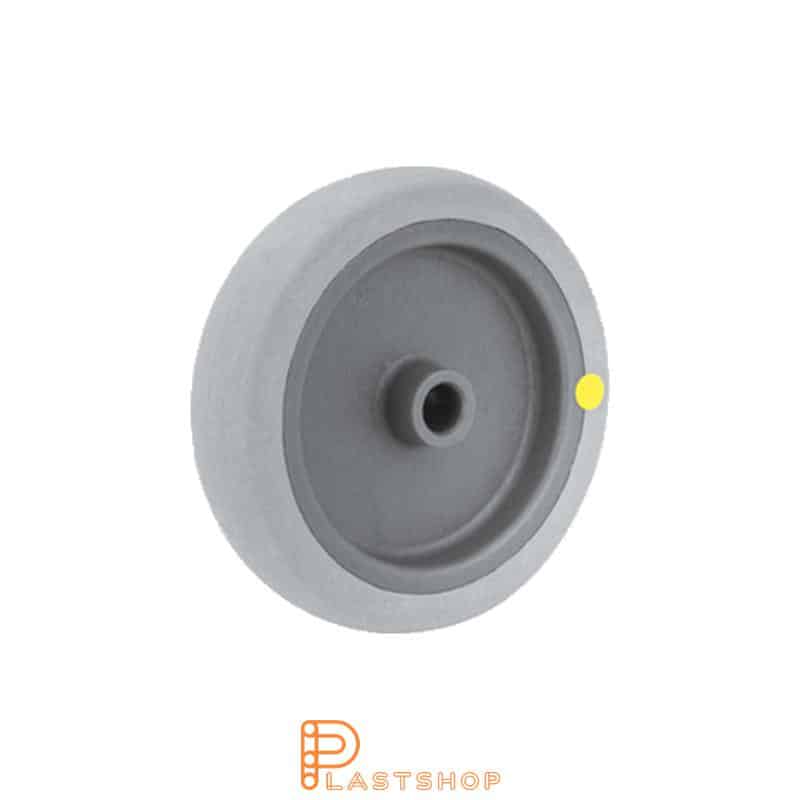 Wheel 100 mm, 55 kg load capacity, with hub in PP and soft track in TPE in grå, slide bearing
