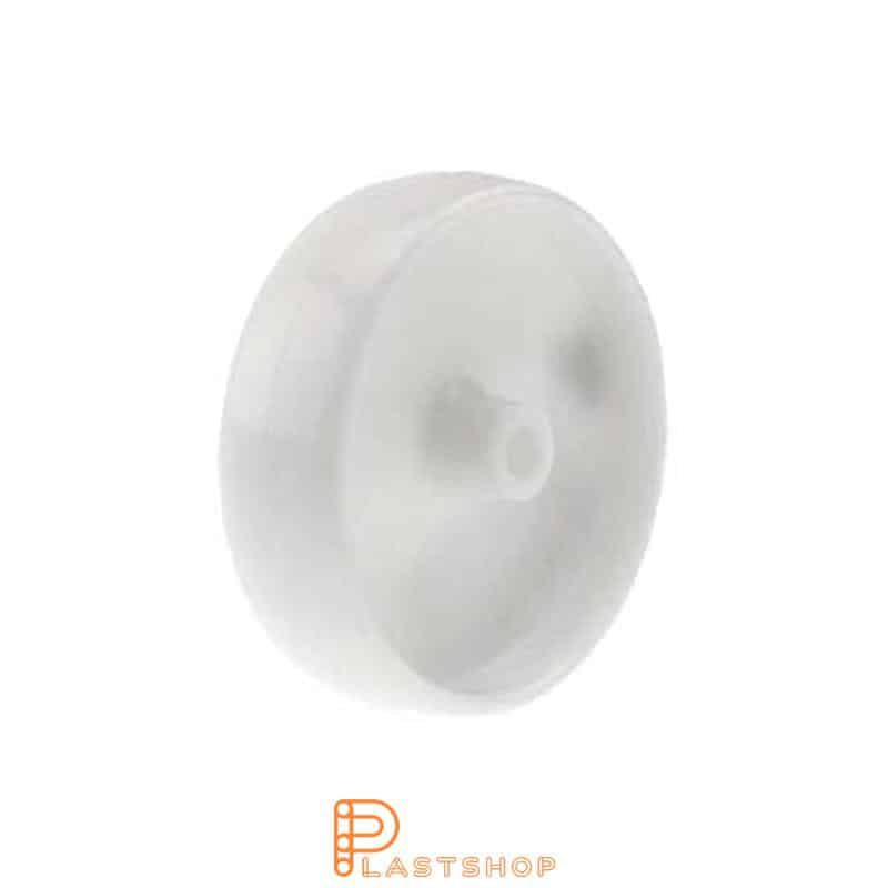 Rueda 125 mm, 120 kg de carga, en PP macizo en color natural, cojinete deslizante