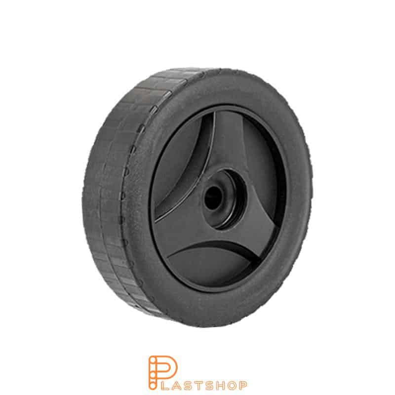Wheel 145 mm, 30 kg capacity, with hub in PP and soft tread in ReGum in svart, slide bearing