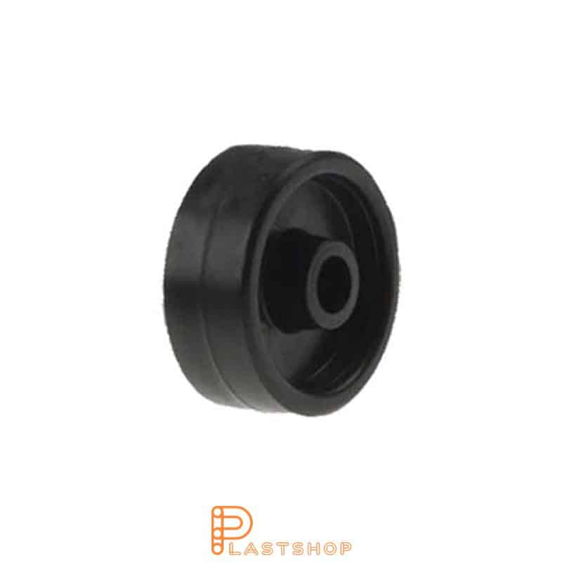 Wheel 30 mm, 25 kg load capacity, in solid PP in svart, slide bearing
