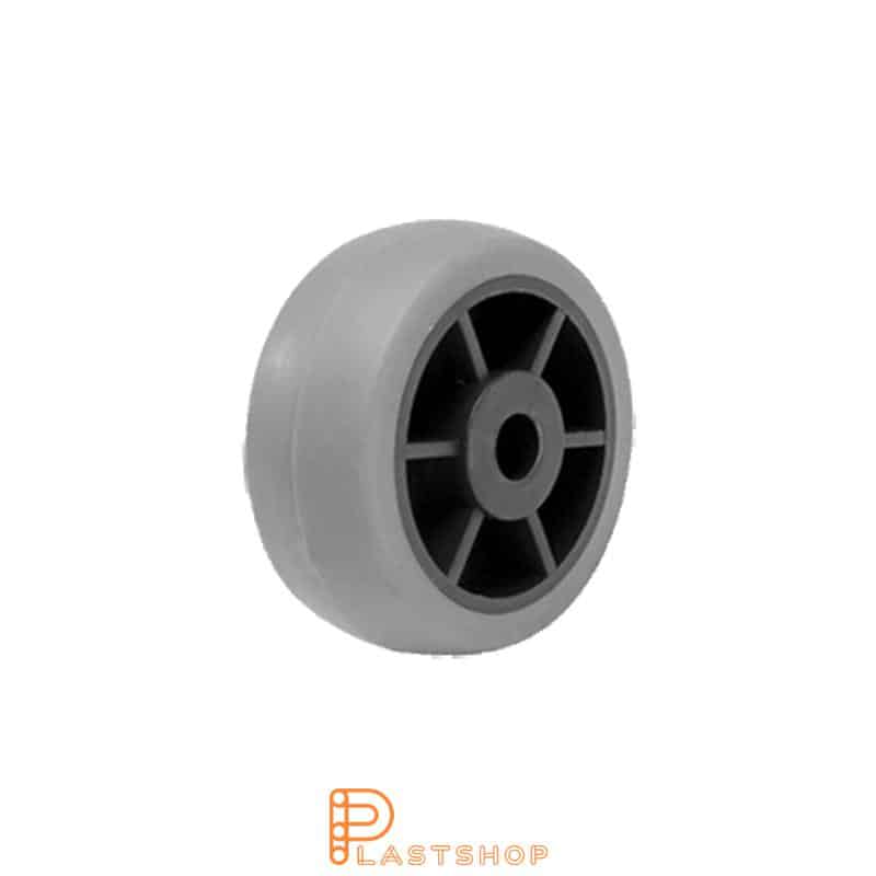 Wheel 40 mm, 40 kg load capacity, with hub in PP and soft track in TPE in grå, slide bearing