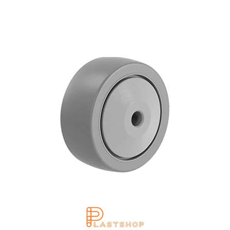 Pyörä 40 mm, 40 kg kantavuus, navassa PP:ä ja pehmeä ura TPE:ssä harmaassa värissä, kuulalaakeri