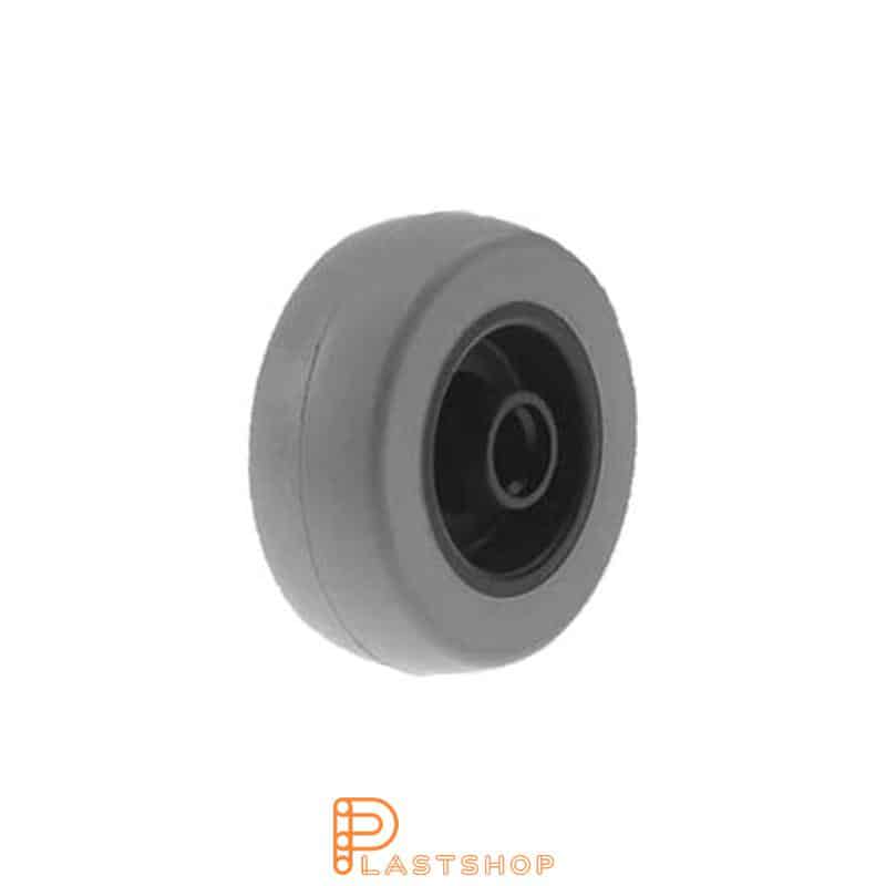 Wheel 50 mm, 40 kg capacity, with hub in PP and soft tread in PUR in grå, slide bearing