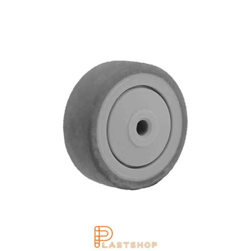 Wheel 50 mm, 50 kg load capacity, with hub in PP and soft track in TPE in grå, ball bearing