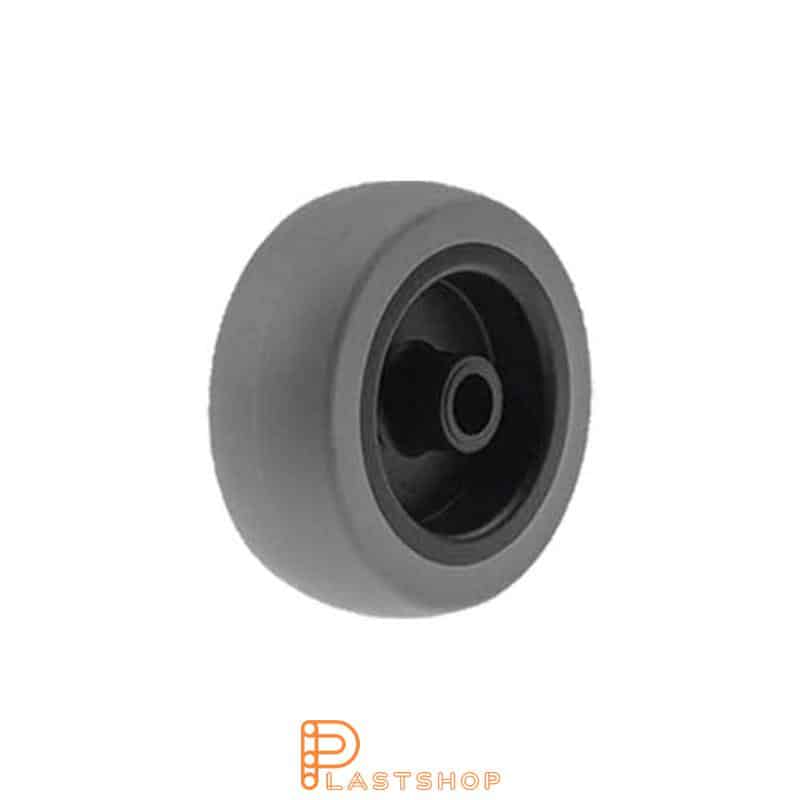 Wheel 75 mm, 55 kg load capacity, with hub in PP and soft track in TPE in grå, slide bearing