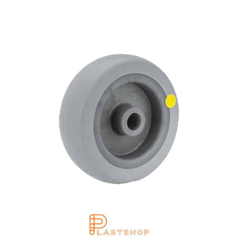Wheel 75 mm, 55 kg load capacity, with hub in PP and soft track in TPE in grå, slide bearing