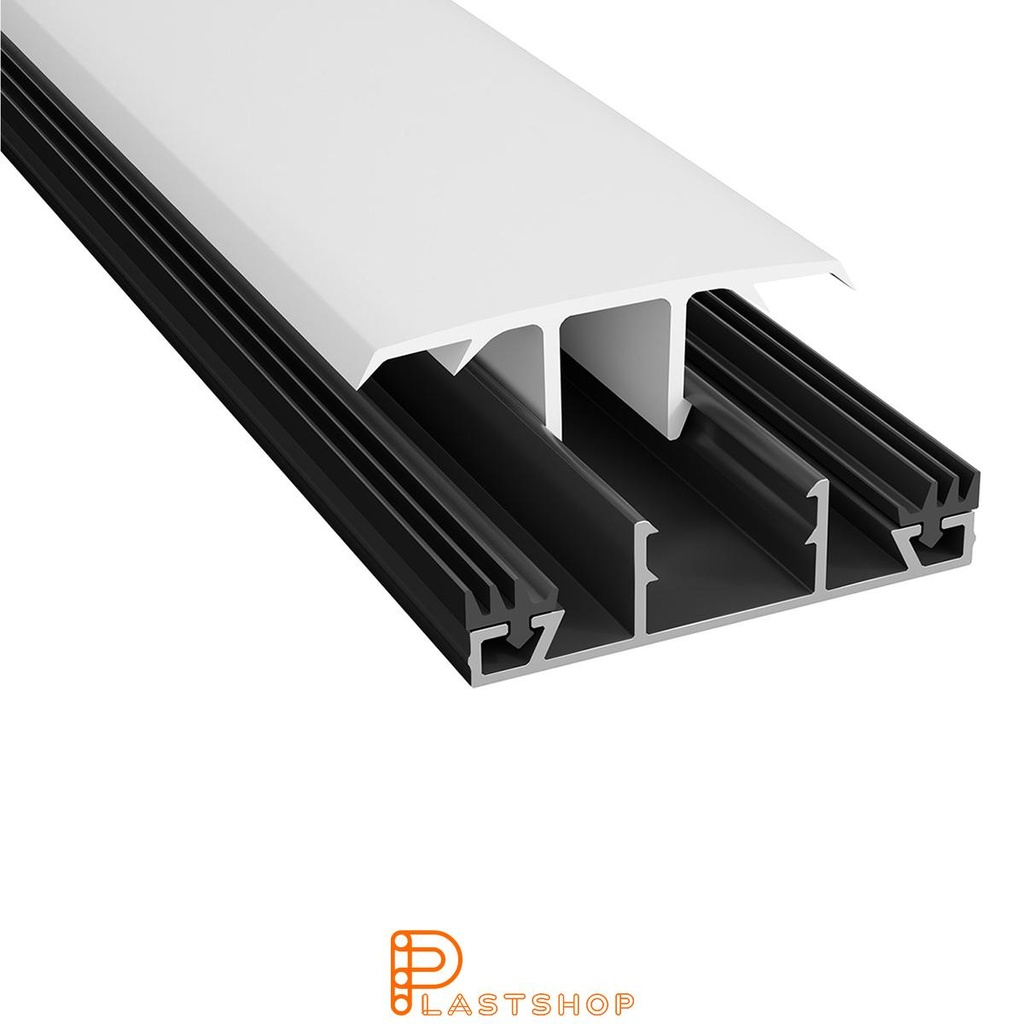 Mittprofil plasttak 50 mm, 4000 mm, hvit