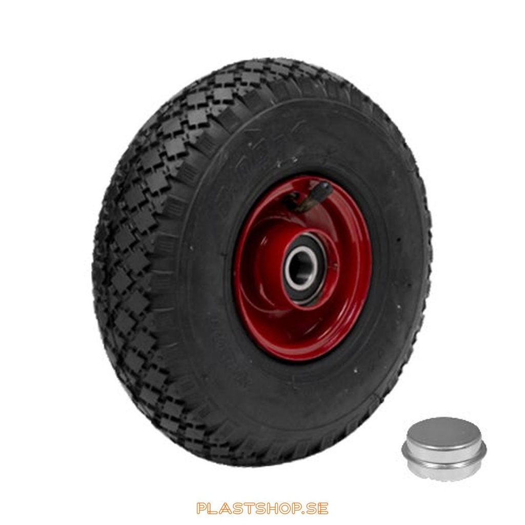 Wheel, wheel diameter 260 mm, hard wheel in solid Luftgummihjul, svart. 170 kg load capacity, dubbla ball bearings