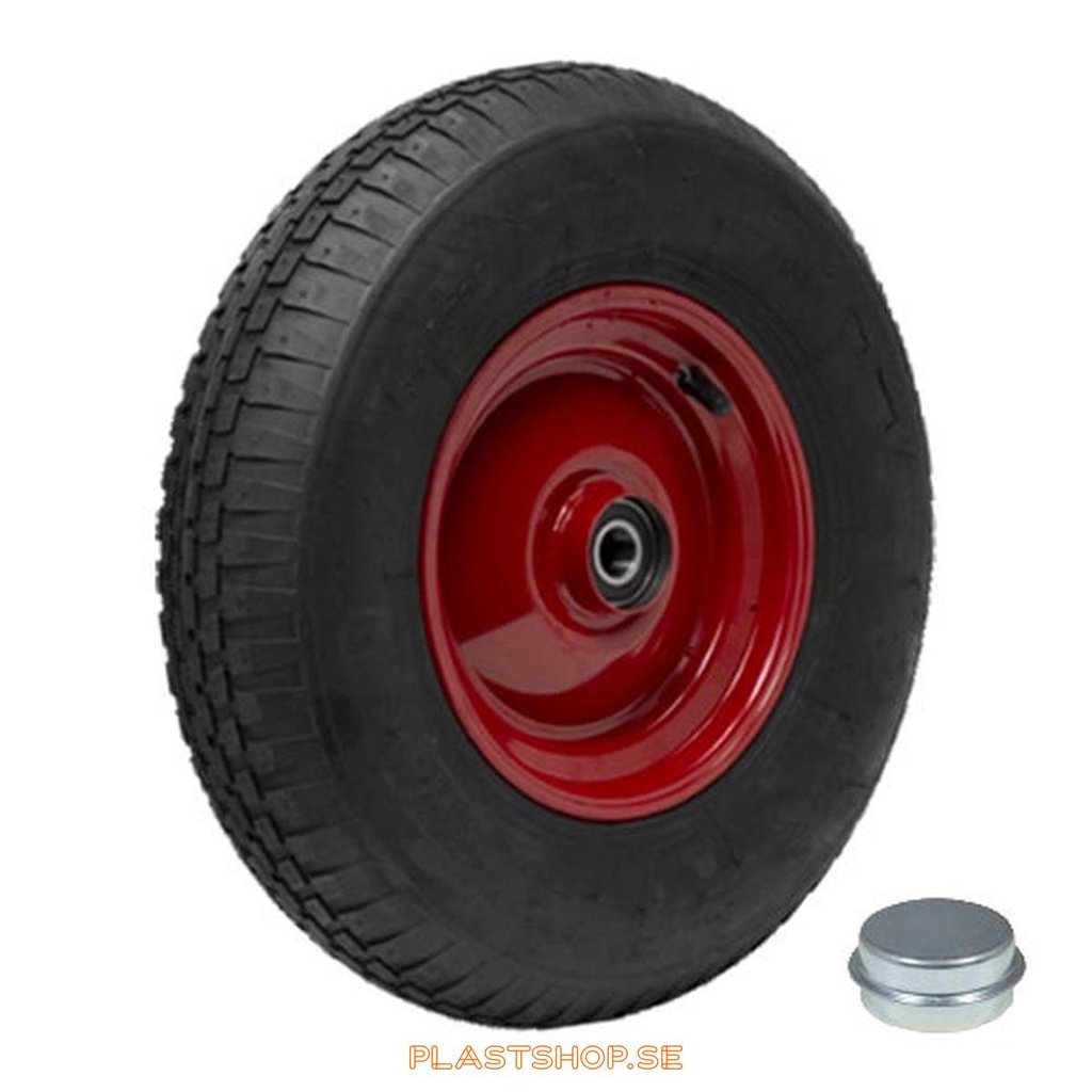 Wheel, wheel diameter 400 mm, hard wheel in solid Luftgummihjul, svart. 305 kg load capacity, dubbla ball bearings