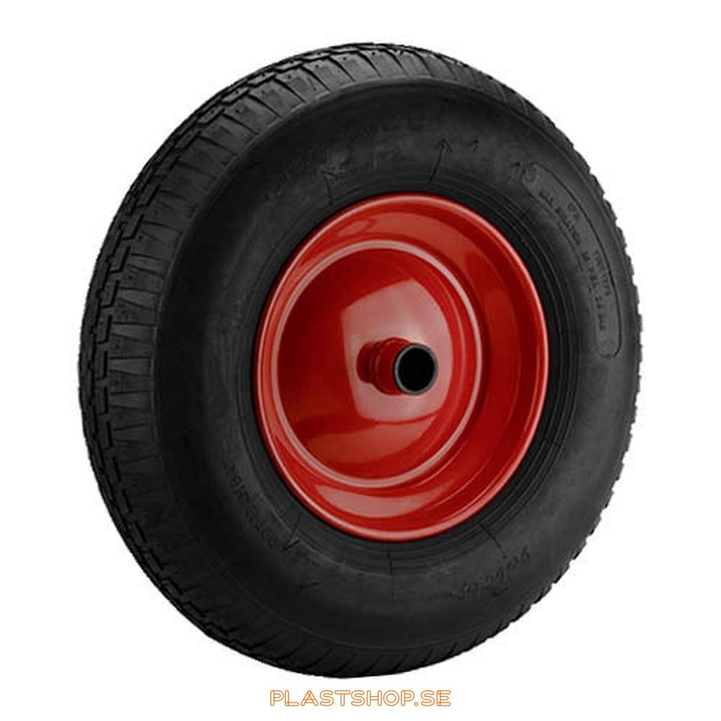 Wheel, wheel diameter 400 mm, hard wheel in solid Luftgummihjul, svart. 305 kg load capacity, slide bearings