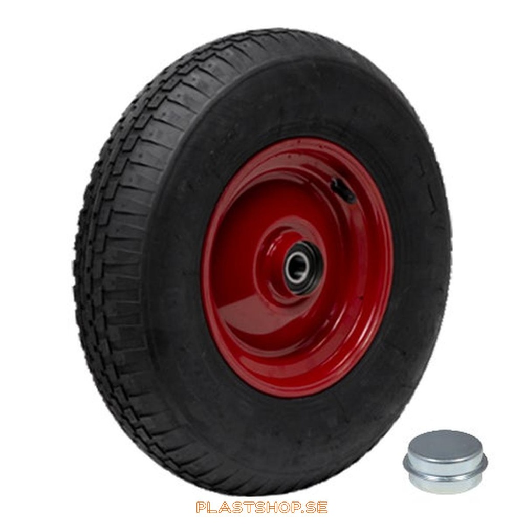 Wheel, wheel diameter 460 mm, hard wheel in solid Luftgummihjul, svart. 820 kg load capacity, dubbla ball bearings