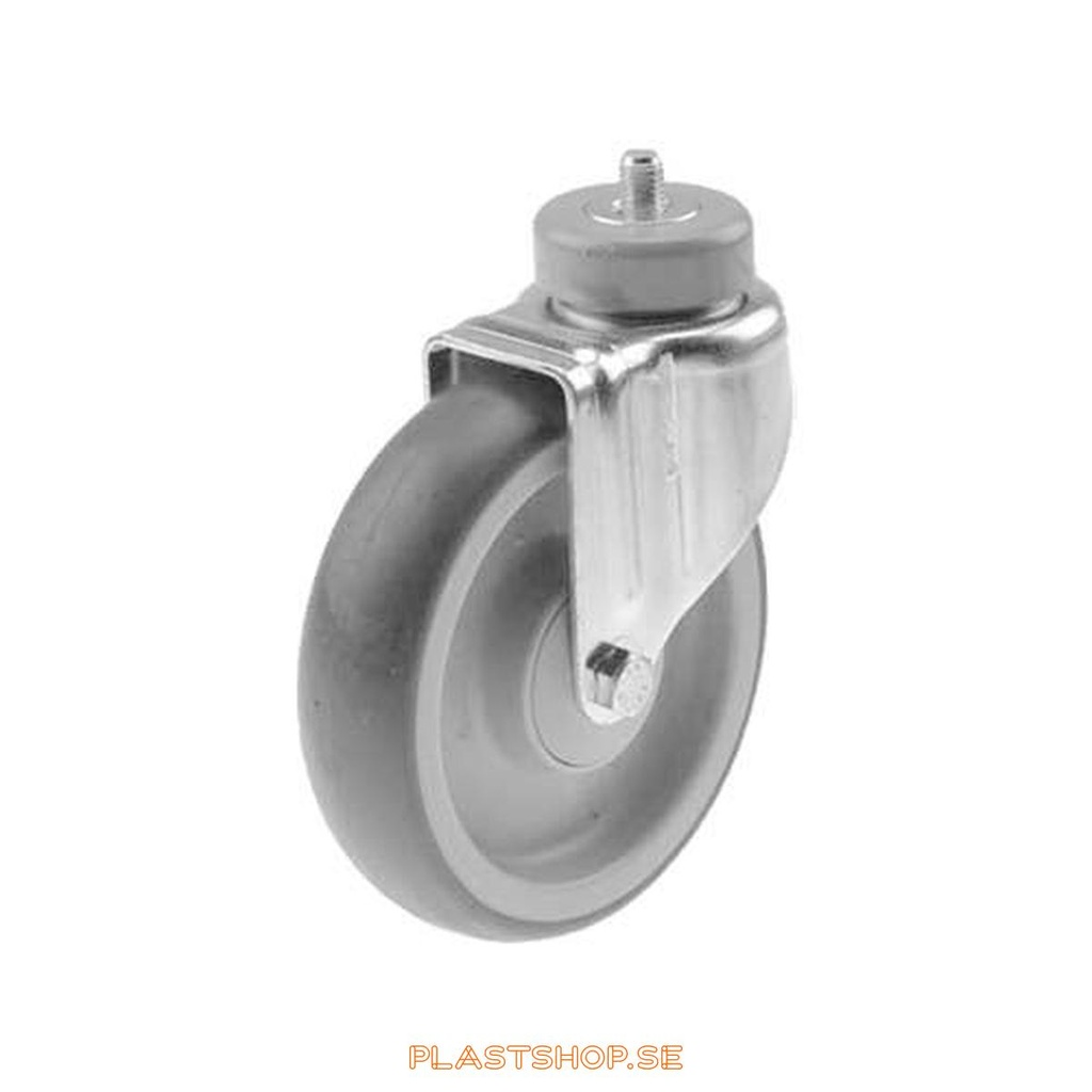 Link wheel, without brake, wheel diameter 125 mm, building height 150 mm, hub in Polypropen (PP) with soft track in TPE, grå. 100 kg load capacity, ball bearings