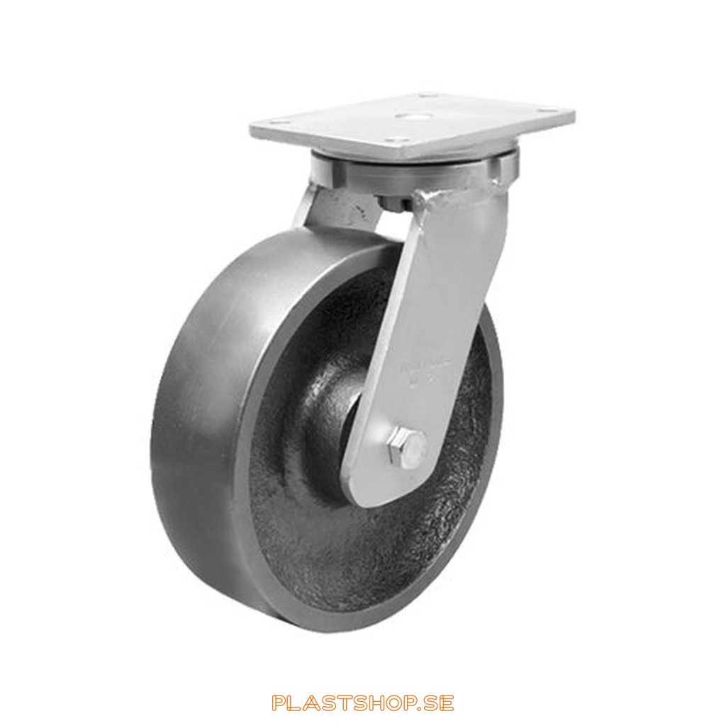 Link wheel, without brake, plate, wheel diameter 150 mm, building height 212 mm, hard wheel in solid Stål. 2000 kg load capacity, dubbla ball bearings