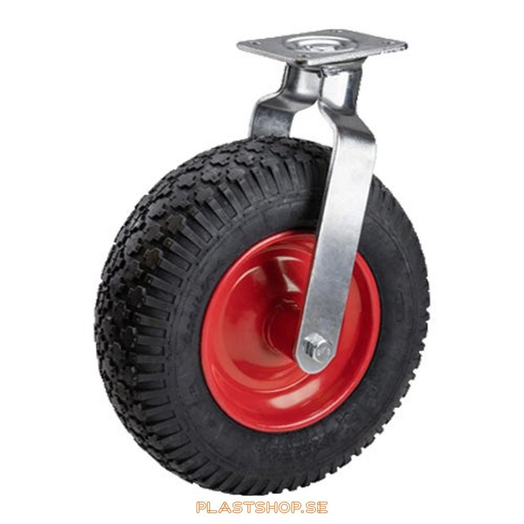 Länkhjul, utan broms, platta, hjuldiameter 400 mm, bygghöjd 480 mm, hårt hjul i massiv Luftgummihjul, svart färg. 100 kg bärighet, rullager