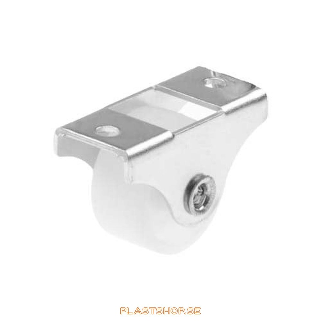 Wheel, plate, wheel diameter 27 mm, building height 28 mm, hard wheel in solid Polypropen (PP), natur. 25 kg load capacity, riveted axle