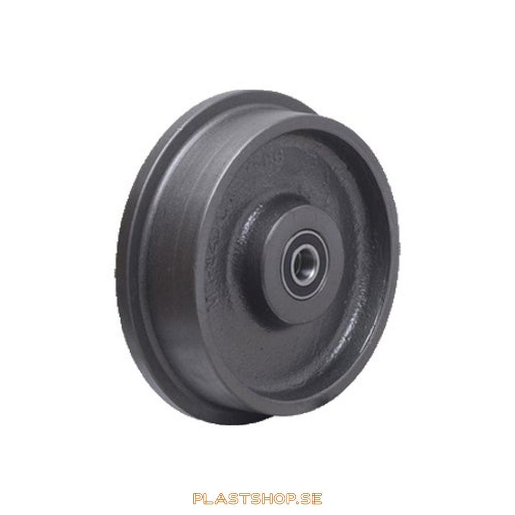 Wheel, wheel diameter 150 mm, hard wheel in solid Gjutjärn. 1000 kg load capacity, dubbla ball bearings