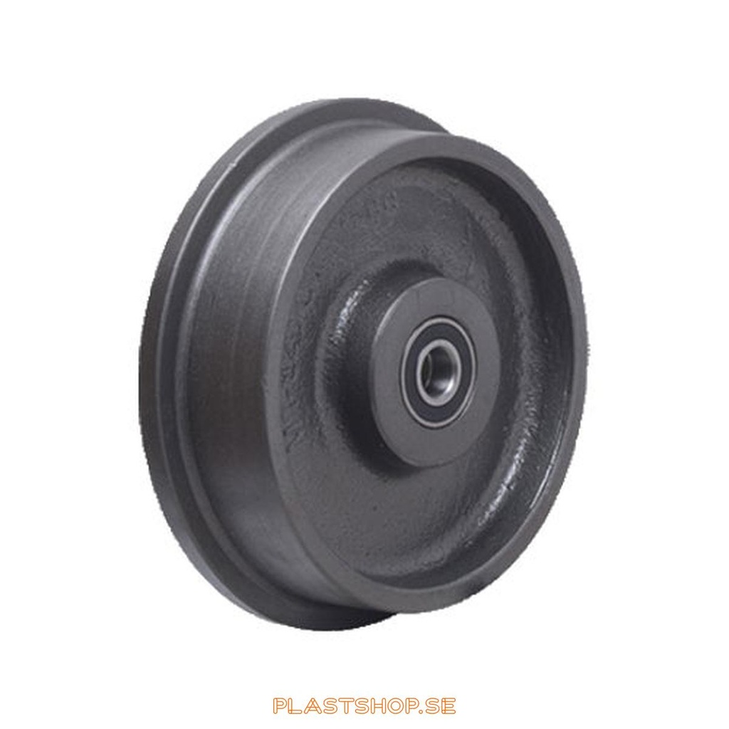 Wheel, wheel diameter 200 mm, hard wheel in solid Gjutjärn. 1200 kg load capacity, dubbla ball bearings