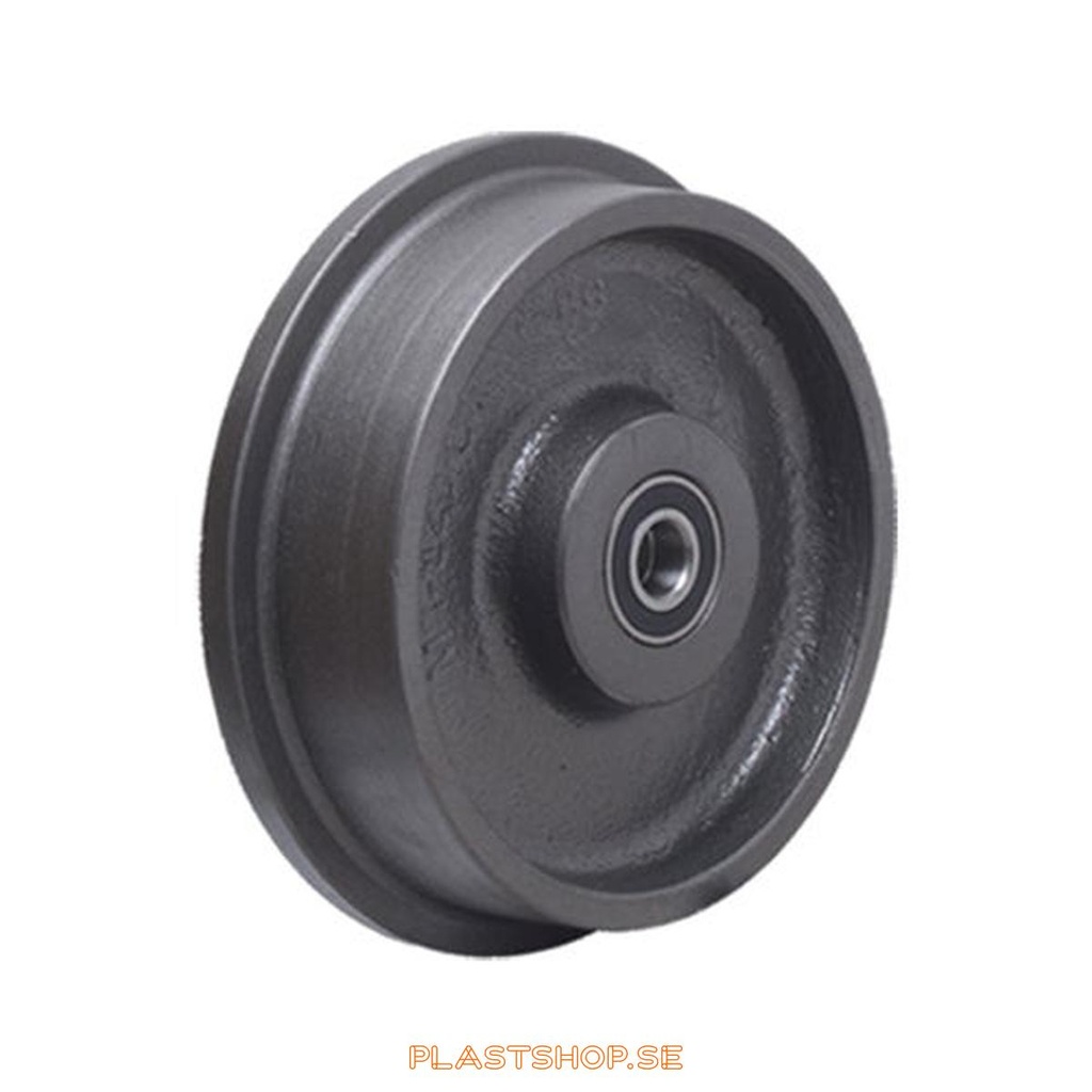 Wheel, wheel diameter 250 mm, hard wheel in solid Gjutjärn. 1400 kg load capacity, dubbla ball bearings