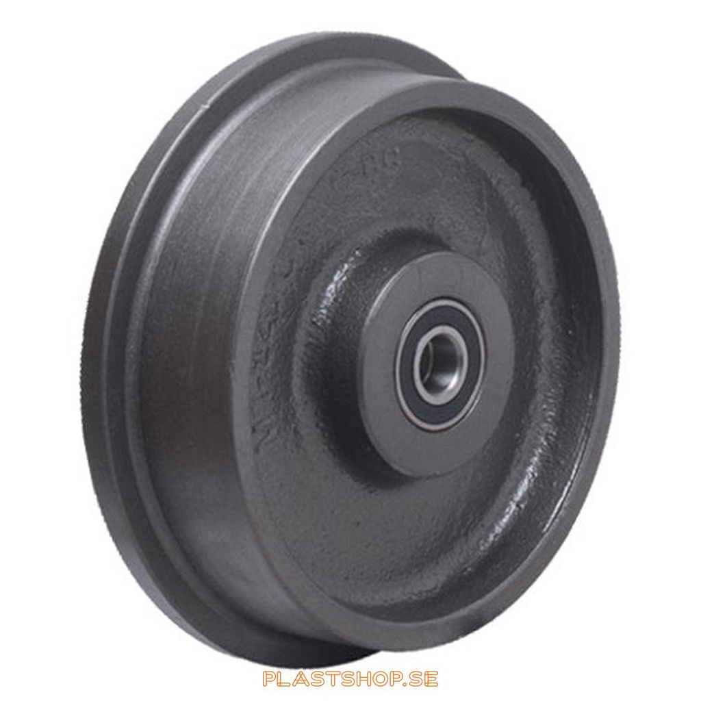 Wheel, wheel diameter 400 mm, hard wheel in solid Gjutjärn. 3500 kg load capacity, dubbla ball bearings