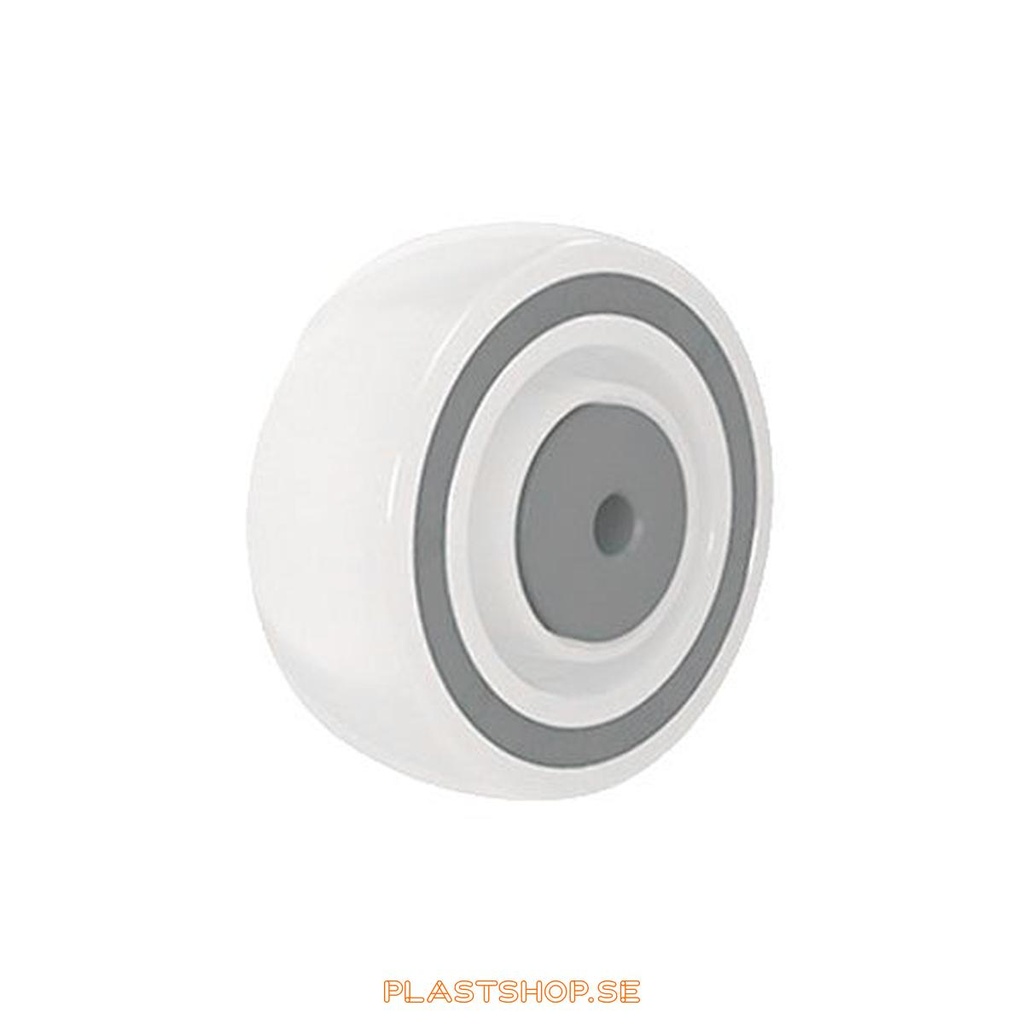 Wheel, wheel diameter 100 mm, hard wheel in solid Polypropen (PP), grå. 225 kg load capacity, ball bearings