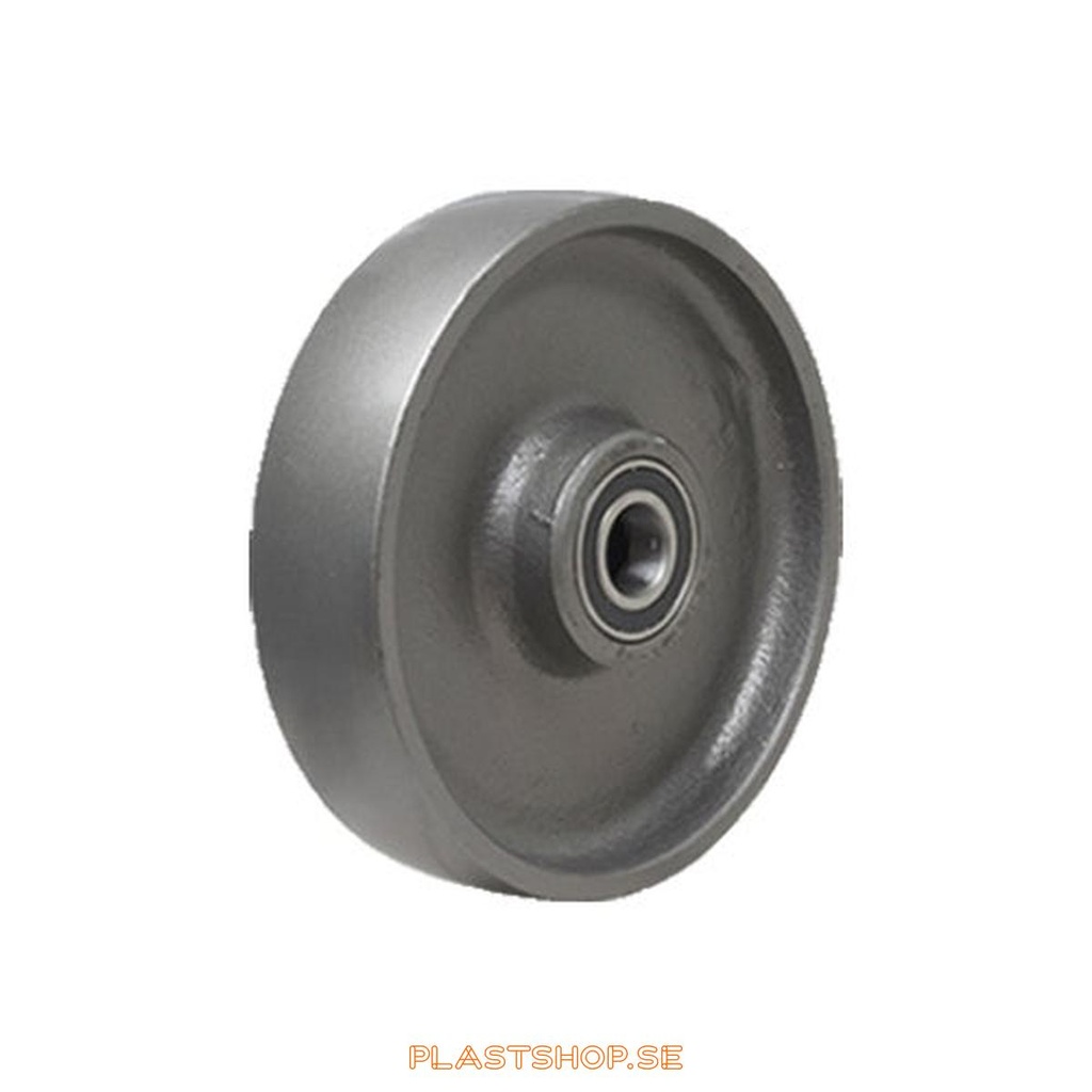 Wheel, wheel diameter 150 mm, hard wheel in solid Gjutjärn. 700 kg load capacity, dubbla ball bearings