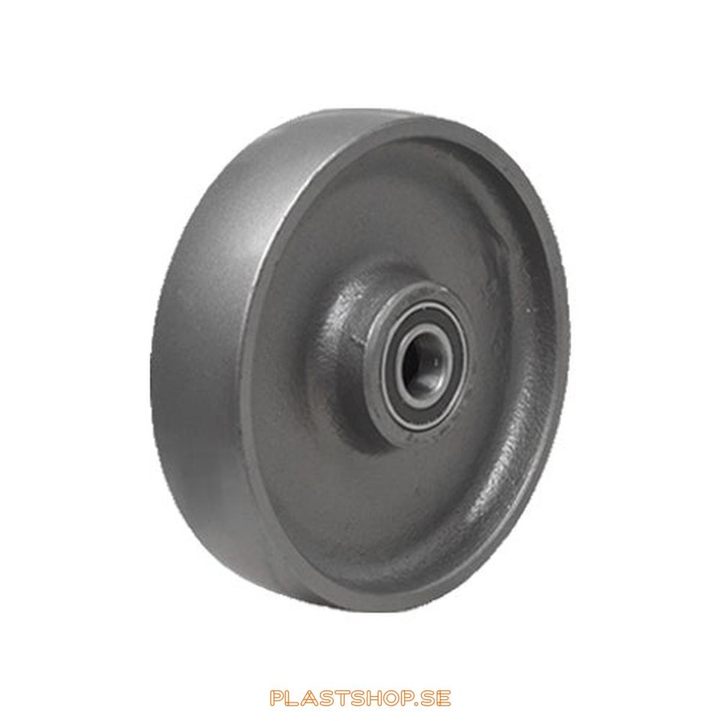 Wheel, wheel diameter 200 mm, hard wheel in solid Gjutjärn, grå. 1000 kg load capacity, dubbla ball bearings