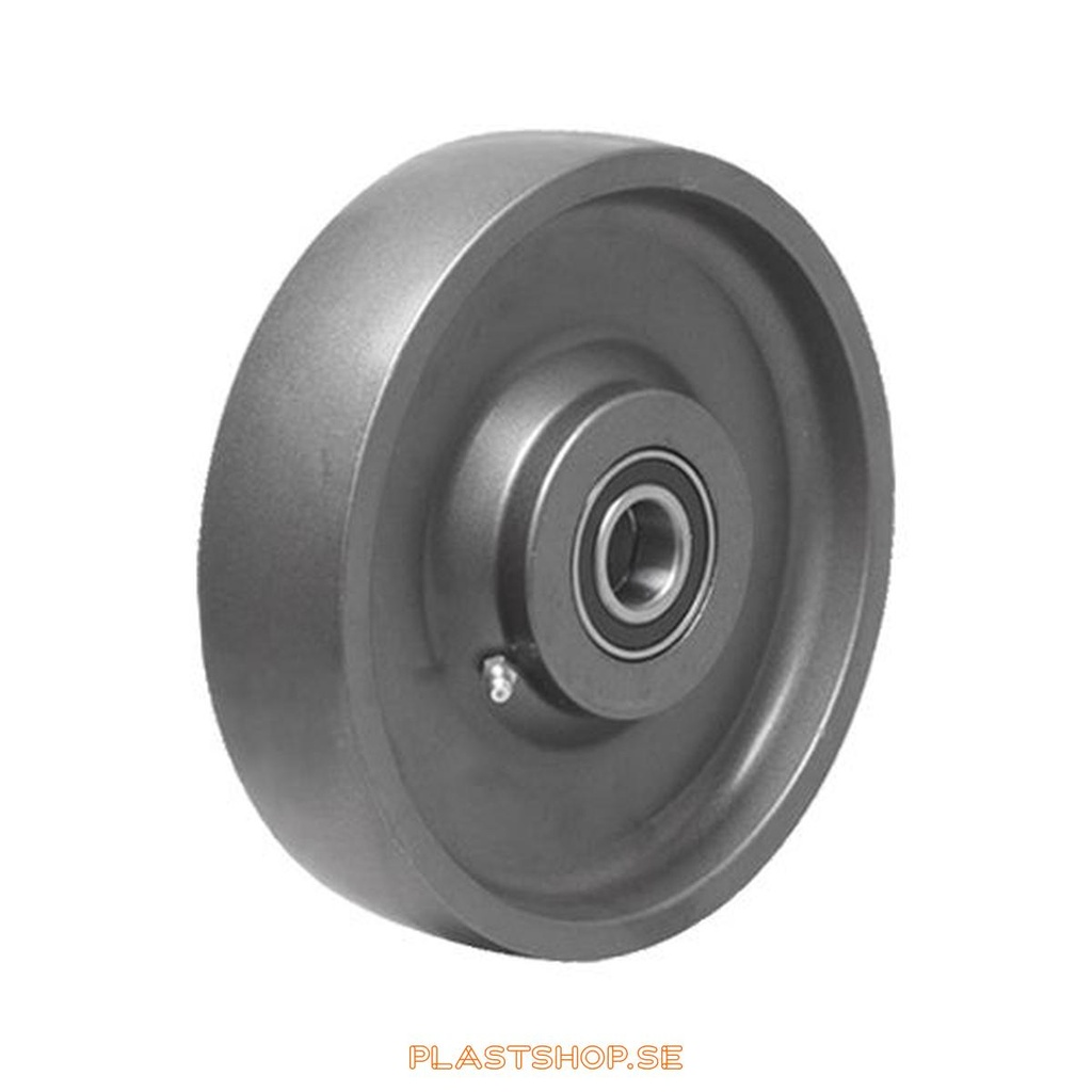 Wheel, wheel diameter 250 mm, hard wheel in solid Stål. 2000 kg load capacity, dubbla ball bearings