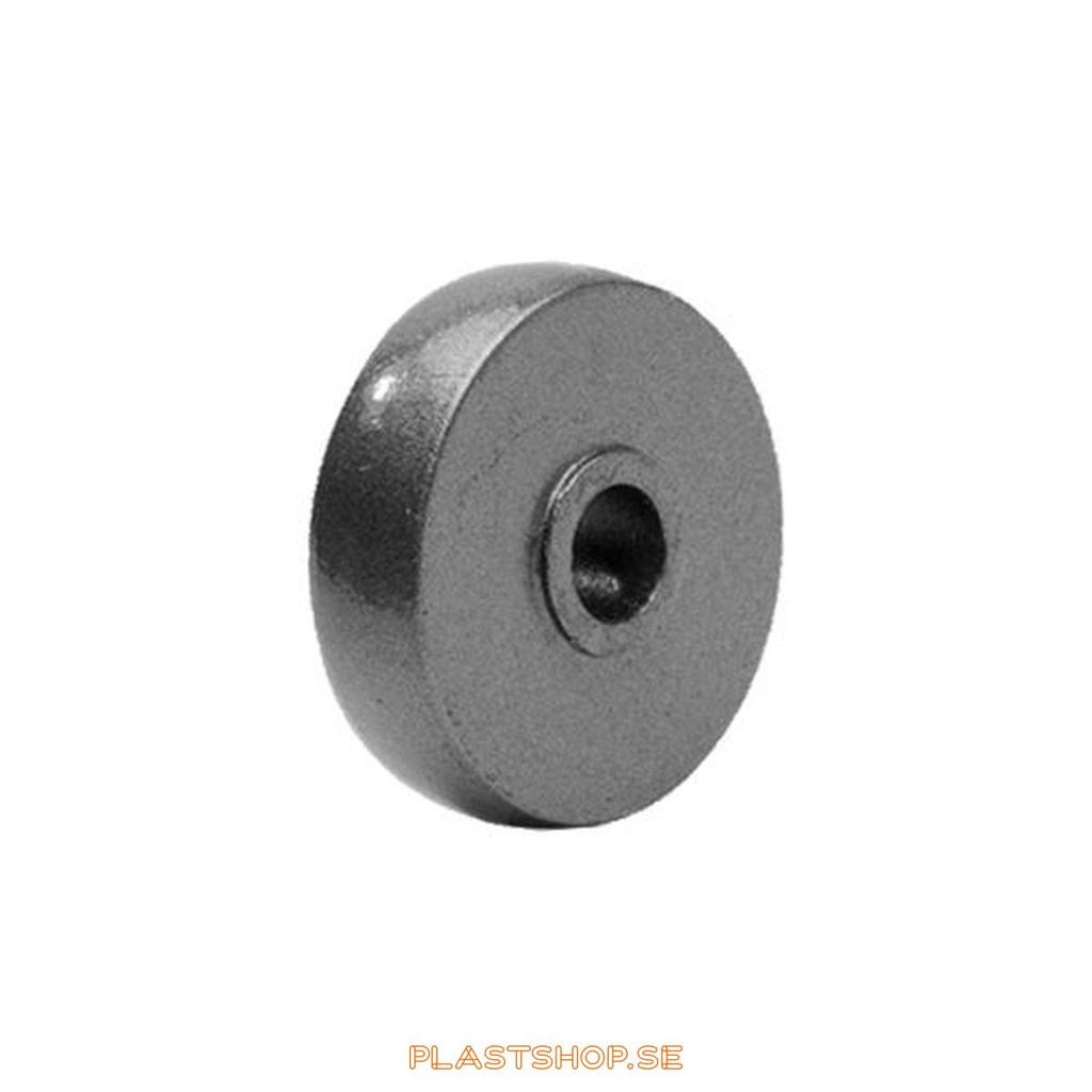 Hjul, hjuldiameter 50 mm, hårt hjul i massiv Stål. 150 kg bärighet, glidlager
