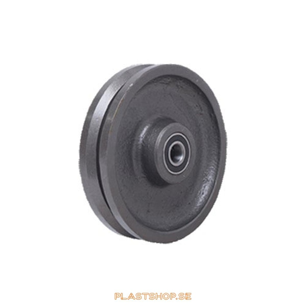 Wheel, wheel diameter 100 mm, hard wheel in solid Gjutjärn. 360 kg load capacity, dubbla ball bearings