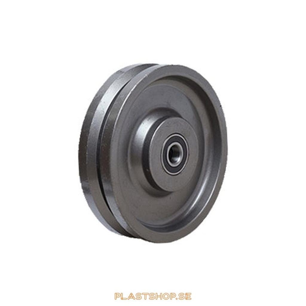 Wheel, wheel diameter 100 mm, hard wheel in solid Stål. 1000 kg load capacity, dubbla ball bearings