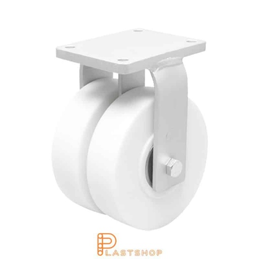 [P2001820] Rueda doble fija con placa, diámetro de la rueda 200 mm, altura de construcción 264 mm, rueda dura de PA6 C macizo, 3000 kg de carga, doble cojinete de bolas